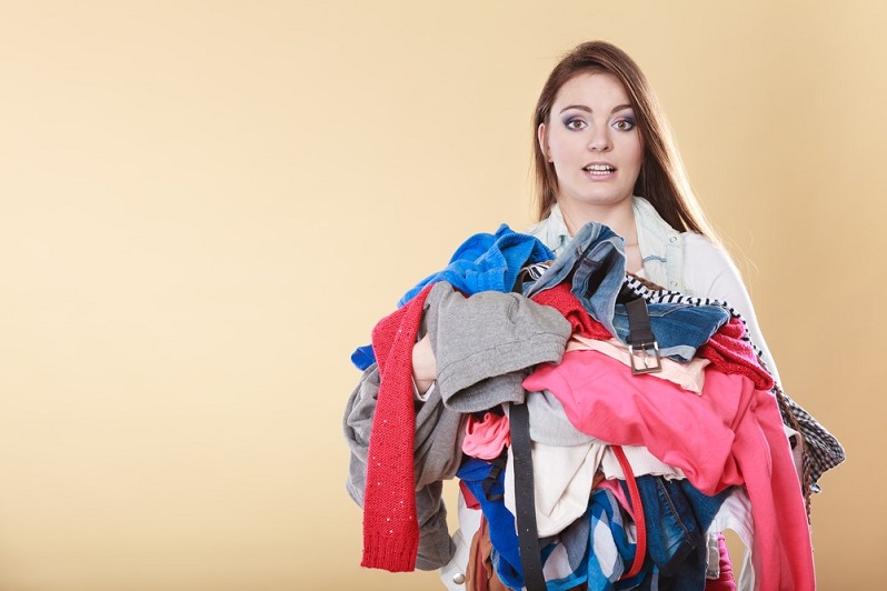Woman sorting out clothes